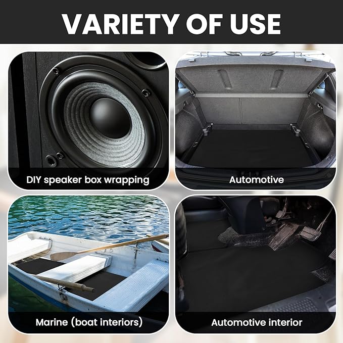 Nuanchu 118 x 47.2 Inch Black Underfelt Carpet for Speaker Sub Box, RV, Boat, Marine, Auto, Truck, Car Trunk, Door Liner, Desk