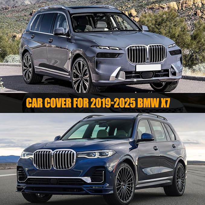 Waterproof Premium Car Covers Replace for 2019-2025 BMW X7, 10 Layers Heavy Duty with Cotton Liner All Weather Car Cover with Zipper Door, Windproof Bands for Snow Rain Dust Protection