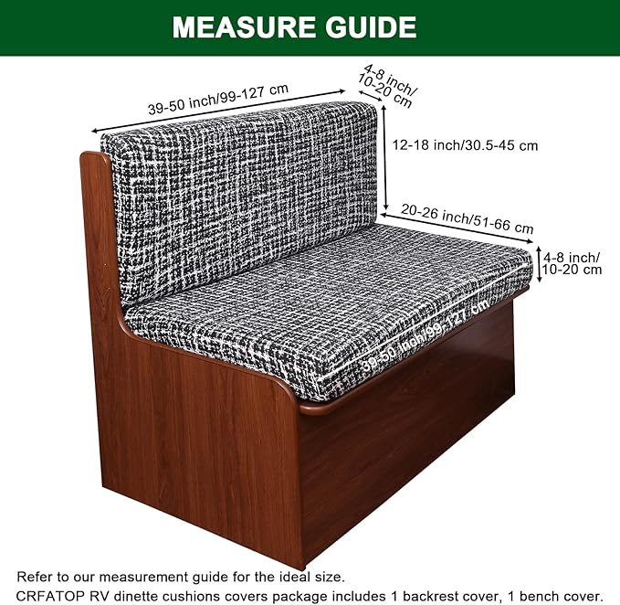 CRFATOP RV Dinette Cushion Covers Printed Elastic Camper Cushion Slipcover Stretchable Loveseat Sofa Chair Cover Furniture Protector for RV Camper Car Bench 1 Backrest Cover & 1 Bench Cover,10