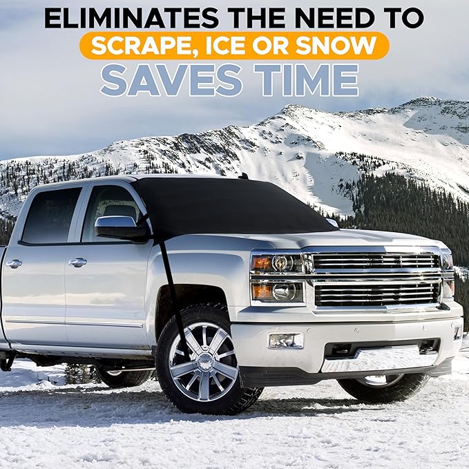 EcoNour Windshield Snow Cover for Chevrolet Silverado 1500-3500 | Heavy-Duty 600D Oxford Winter Windshield Cover for Ice and Snow | Waterproof, Heat-Resistant, Sag-Proof Protection