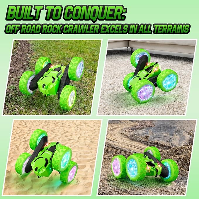 Remote Control Stunt Car for Kids, 360° Spinning Double-Sided RC Toy with LED Wheel Lights, 4WD Rechargeable Vehicle for Boys Ages 6–12, Educational STEM Toy