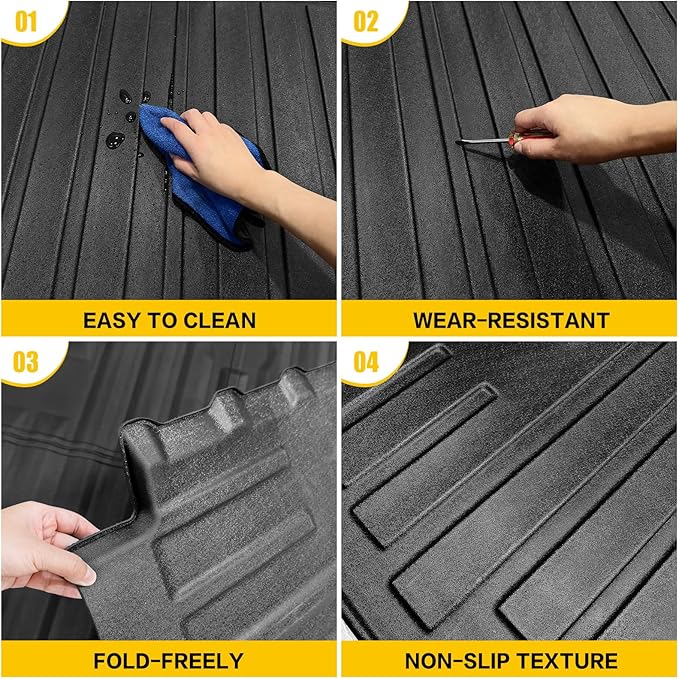 Truck Bed Mat for 1996-2016 Ford Super Duty F250/F350/F450 6.8FT Bed Liner All Weather Protection Bed Cargo Mat Pickup Car Accessories(for 96-16 F-250/F-350/F-450 6.8FT)