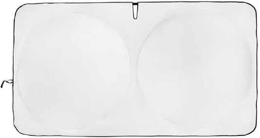 kinder Fluff Patented Windshield Sunshade for RV | Oxford Cloth Foldable Windscreen Sun Cover Blocks 99% UVR | Thicker Sun Shades for Your Home on Wheels, Motorhome, Trucks, Buses, Trailers (98x46in)