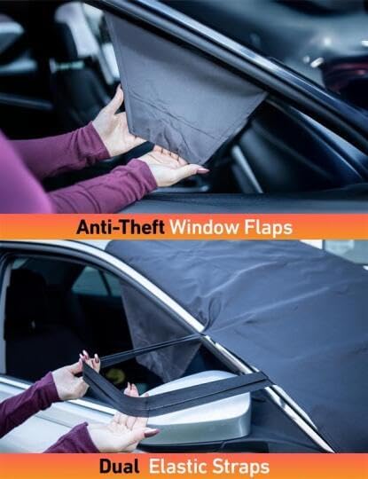 EcoNour Car Snow Cover Compatible for Ford Bronco Sport | Windshield Cover for Ice and Snow with S-Hook Straps | Heavy-Duty 600D Oxford Winter Car Cover, Waterproof & Anti-Slip