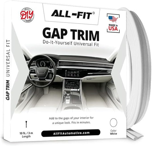 All-Fit Automotive Car Gap Filler – 10 Ft White Trim Molding for Car Accessories Interior – Universal, Flexible Car Interior Accessories for Dashboards, Panels, & Air Vents – Easy DIY Installation