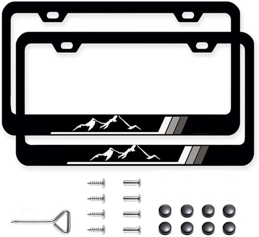 2Pack Aluminium Alloy Mountain License Plate Frames Holder Universal US Rust-Proof,Weather-Proof fit Car Truck SUV