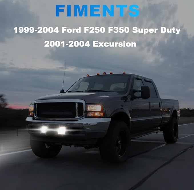 Led Fog Lights Compatible With 1999-2004 Ford F250 F350 Super Duty, 2001-2004 Excursion Front Driving Fog Lamps Assembly Clear Lens, DOT Certified - 1 Pair