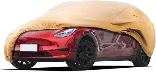 Heavy Duty Outdoor Car Cover Custom Fit for Tesla Model Y,Windproof All Weather Waterproof Sun Rain UV Dust Snow Protection Outdoor Car Covers