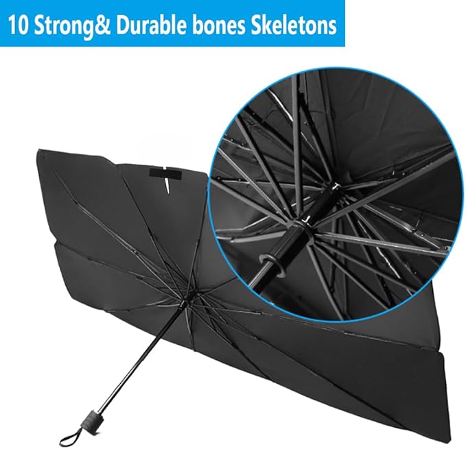 Windshield Sun Shade 2025 Car Accessories 100% Blackout Car Front Windsow Shades Umbrella Automotive Sun Visor Block Heat Insulation Protection (Red)