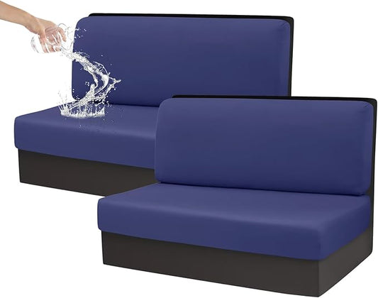 CRFATOP Sets of 2 Waterproof RV Dinette Cushion Slipcover Stretch Camper Cushion Covers Solid 2 Seat Sofa Chair Cover Furniture Protector for RV Car Bench 2 Backrest Covers & 2 Bench Covers,Navy