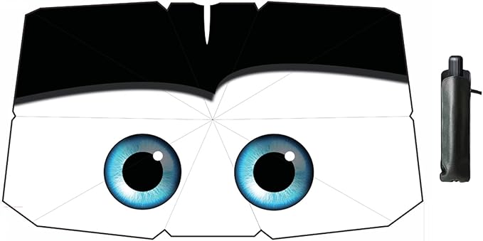 Windshield Sun Shade 2025 Car Accessories 100% Blackout Car Front Windsow Shades Umbrella Automotive Sun Visor Block Heat Insulation Protection (Black Eyes)