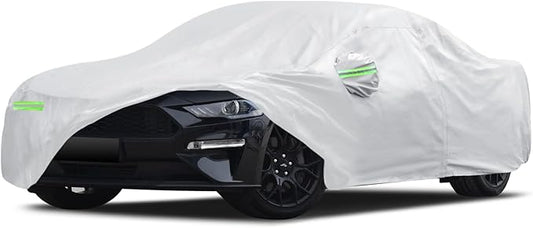 Car Cover Custom Fit for Ford Mustang 1994-2025, for Chevy Camaro 2010-2025, Migaven Waterproof Full Exterior Cover Sun Rain Protection with Door Zipper and Cotton Lining