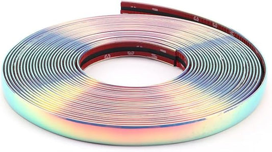 16Ft Iridescent Color Car Motor Bike Self-Adhesive Exterior and Interior Molding Trim Universal Dashboard Bumper Window Door Body Side Decorative Strip Scratch-Proof (Width: 1/4 inch (6mm))