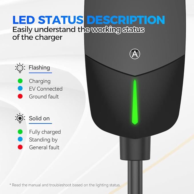 EV Charger Level 1/2 6-16A Adjustable, EV Chargers for Home with 25 FT J1772 EV Charging Cable, Electric Vehicle Charging Stations with NEMA 6-20 & 5-15 Plug, 110V-240V IP66 Waterproof