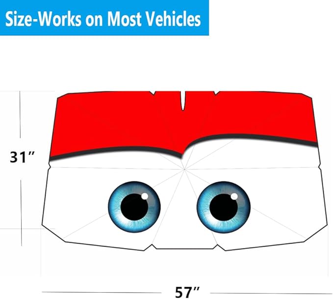 Windshield Sun Shade 2025 Car Accessories 100% Blackout Car Front Windsow Shades Umbrella Automotive Sun Visor Block Heat Insulation Protection (Red)