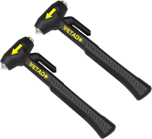 Wetado Car Safety Hammer Set, Seat Belt Cutter and Window Hammer Tool, Emergency Escape Tool Car Escape Tool 2-in-1 Seatbelt Cutter and Window Breaker, Glass Breaker Car Accessories Black