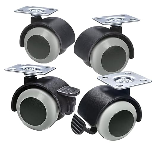 1.5 Inch Rubber Caster Wheels(Top Plate), Furniture Wheels Replacement with 360 Degree Rotation for Moving Drawer Cabinet Table Cart, 132-lbs Load Capacity for Furniture Casters Set of 4