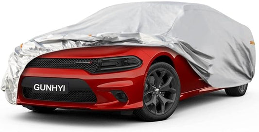 6 Layers Sedan Car Cover Waterproof All Weather, 100% Waterproof Outdoor Car Covers Full Exterior Covers for Automobiles Sedan Hatch SUV Rain Sun UV Dust Protection. Size A7 (See Size Chart)
