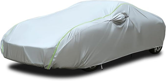 Tecoom Car Cover Waterproof All Weather, Windproof UV Sun Rain Snow Protection Outdoor Full Cover with Top Reflective Strip, Door Zipper, Fit for Coupe/Convertible/Sport Cars (173-182 Inches)