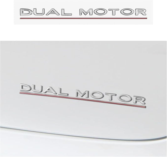 Tesla Dual Motor Emblem Sticker 3D Tailgate Sticker Compatible for 2012-2025 Model 3 Model Y Model X Model S Accessories Side Rear Trunk Decoration (Silver)