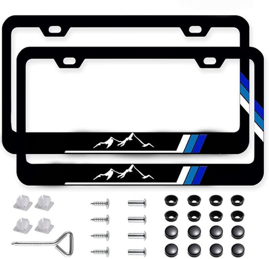 2Pack Tri-Color Stainless Steel License Plate Frames Holder with Screw Caps for Toyota Tacoma 4Runner Tundra Rav4 Highlander
