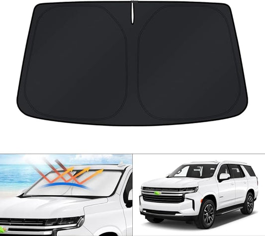 KUST Windshield Sun Shade for Chevrolet Tahoe/GMC Yukon Accessories 2015-2024 2025 2026 4-Layers Window Sunshade Sun Visor Protector Foldable Blocks UV Rays Keep Your Car Cooler