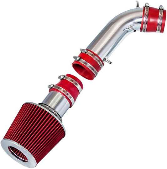 Rtunes Racing Short Ram Air Intake Kit + Filter Combo Compatible For 96-98 4Runner 3.4L / 95-98 T100 / Tacoma 3.4L (Red)