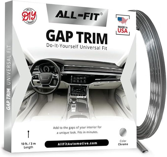 All-Fit Automotive Car Gap Filler – 10 Ft Chrome Trim Molding for Car Accessories Interior – Universal, Flexible Car Interior Accessories for Dashboards, Panels, & Air Vents – Easy DIY Installation