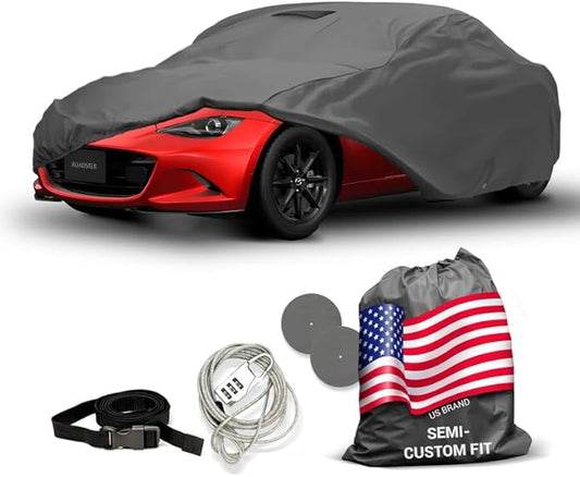 Ultimum Series Car Cover Waterproof All Weather for Car Covers Mazda MX-5 Miata 2006-2024 Coupe 2-Door - Protection Semi Custom Fit - Dust, Sun, Snow, Rain, Protection in&Outdoor