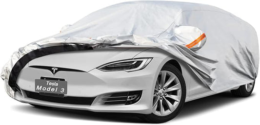 6 Layers Car Cover Custom Fit Tesla Model 3 (2017-2025) Waterproof All Weather, Heavy Duty Outdoor Snow Sun Rain Uv Protection (Ships from US Warehouse, Delivery 3-8 Days)