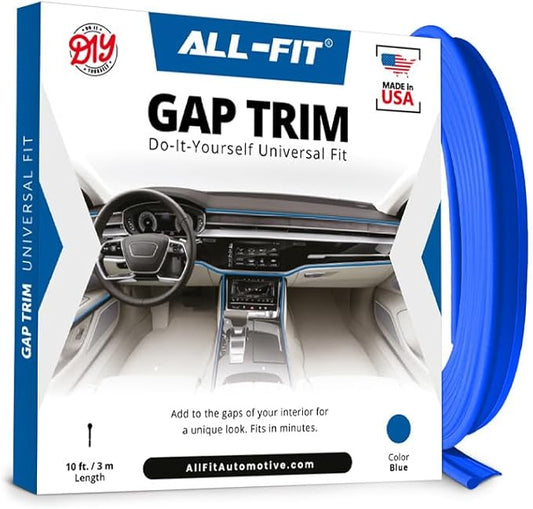 All-Fit Automotive Car Gap Filler – 10 Ft Blue Trim Molding for Car Accessories Interior – Universal, Flexible Car Interior Accessories for Dashboards, Panels, & Air Vents – Easy DIY Installation