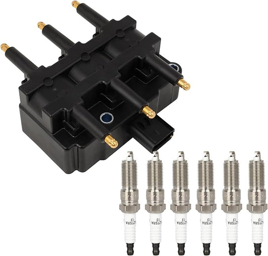 ECCPP 1 ignition coils with 6 iridium Spark Plugs,UF305,for Chrysler Town & Country &,for Dodge Grand Caravan &,for Jeep,for Wrangler,for Volkswagen,UF305,56032520AB,56032520AC