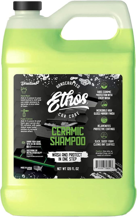 Ceramic Car Shampoo - Slick Car Wash Soap for Ceramic Coatings - pH-Balanced Car Wash Shampoo - Adds Hydrophobic Protection | Enhances Coatings, Waxes or Sealants | Incredible Shine
