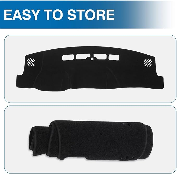 KUST Car Dash Cover for 2014-2018 Chevy Silverado/GMC Sierra 1500, 2015-2019 Silverado/GMC Sierra 2500HD 3500HD Dashboard Cover Polyester Non-Slip Custom Fit Dash Mat Center Console Dash Cover Black