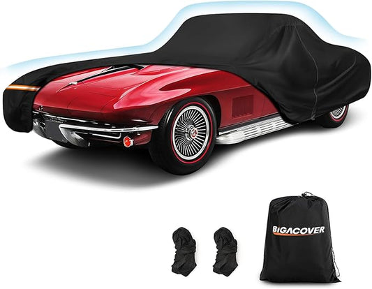 Waterproof Car Covers for Corvette C1 C2 1953-1967, Heavy Duty Car Covers for Automobiles Outdoor Full Cover Rain Sun UV Protection with Door Zipper and Straps for 1962-1967 Corvette C2