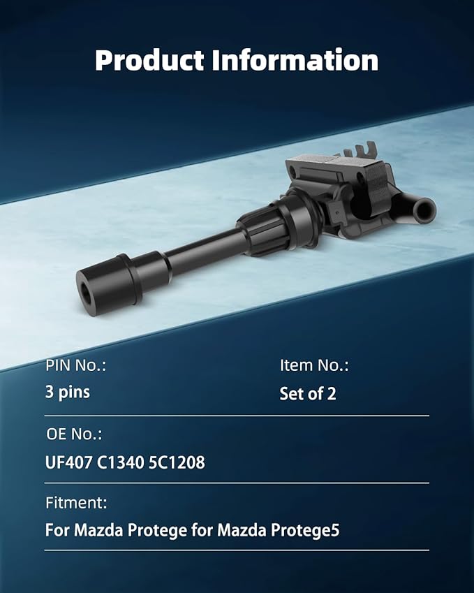ECCPP Portable Spare Car Ignition Coils Compatible with Mazda Protege Mazda Protege 5 2001-2003 Replacement for UF407 5C1208 for Travel, Transportation and Repair (Pack of 2)