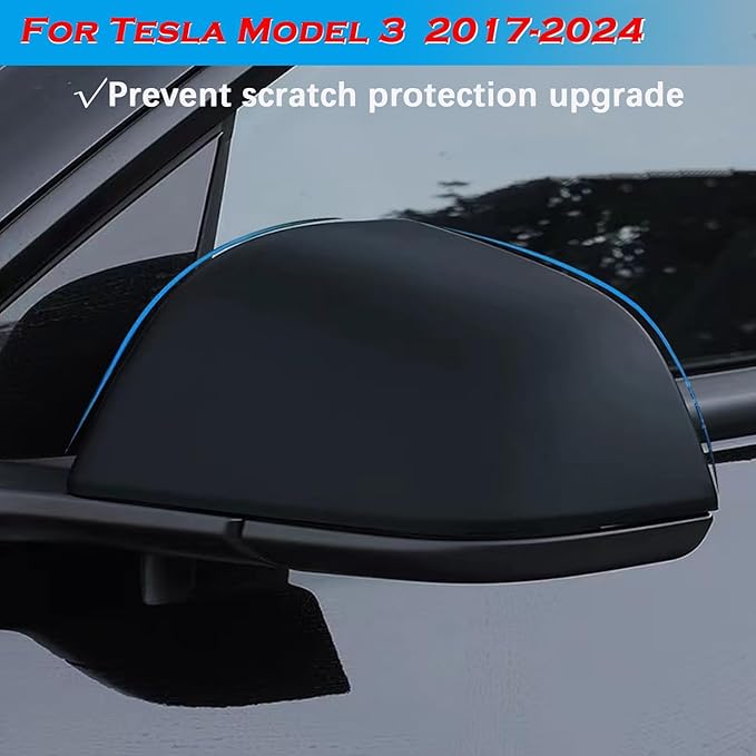 YHCDSEA Rearview Mirror Guard Cover for Tesla Model 3, Side Mirror Cover Exterior Accessories fit for Tesla Model 3 2017-2025 (Matt Black, Model 3)