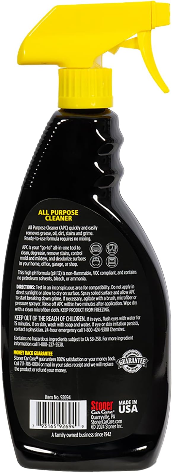 Stoner Car Care 92694-2PK All Purpose Cleaner Powerful Water-Based Cleaner and Degreaser, Easily Removes Dirt, Grease, Stains, and More, Multi-Purpose, Multi-Surface, Ready to Use, 22 Fl Oz, Pack of 2