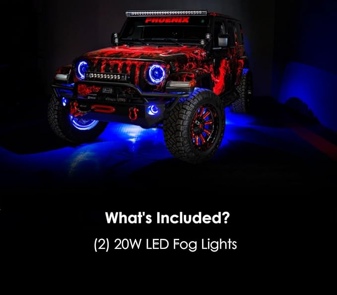 ORACLE Lighting 5847-002 Pair of 20W LED Fog Lights Compatible with 2018 2024 Wrangler JL - Blue - Road Compliant - Rugged & Durable - High Performance