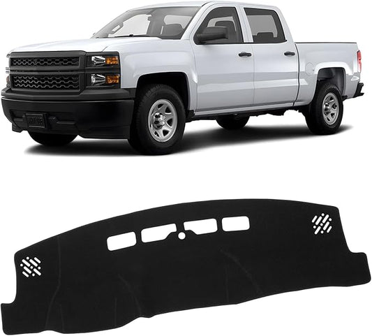 KUST Car Dash Cover for 2014-2018 Chevy Silverado/GMC Sierra 1500, 2015-2019 Silverado/GMC Sierra 2500HD 3500HD Dashboard Cover Polyester Non-Slip Custom Fit Dash Mat Center Console Dash Cover Black