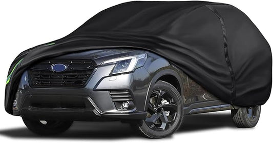 16-Layer 600D Heavy Duty Universal Full Car Cover for Outdoor & Indoor Use - All Weather Sun UV Rain Snow Dust Proof, Waterproof Scratch Resistant, Fits SUVs Body Length up to 180" (15 ft)
