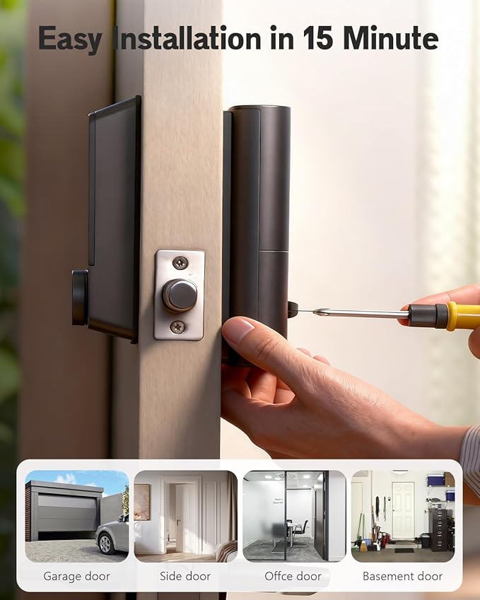 Keyless Entry Door Lock, Fingerprint Smart Lock with Apple Home Safety Deadbolt Supports Apple Homekit with Code, Built-in Wi-Fi, App Remote Control, Touchscreen Keypad for Front Door, Bedrooms