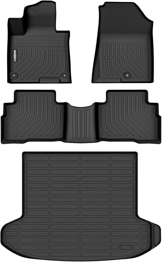 GINOWY- Floor Mats & Cargo Liner for Kia Sportage Hybrid 2023 2024 2025, TPE All Weather Sportage Hybrid 2024 Car Mats, Custom Fit Floor Liners Anti-Slip Trunk Mat 2025 Sportage Accessories Black