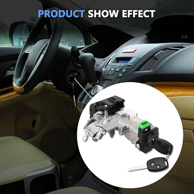 RAMATA 72185-SHJ-A01 Ignition Switch Lock Cylinder with Key (with Blank Chip) Compatible with 2005 2006 2007 2008 2009 2010 Honda Odyssey (Ignition Chip: 48,Frequency: 315mHz)