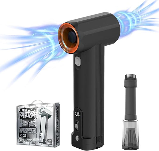 Kica JetFan Max – Turbo Dryer Blower for Car, Cordless Leaf Blower, 205 MPH, 31.75oz Max Thrust, Cordless, Stepless Speed Control for Patio Cleaning, Lawn Care and Car Drying