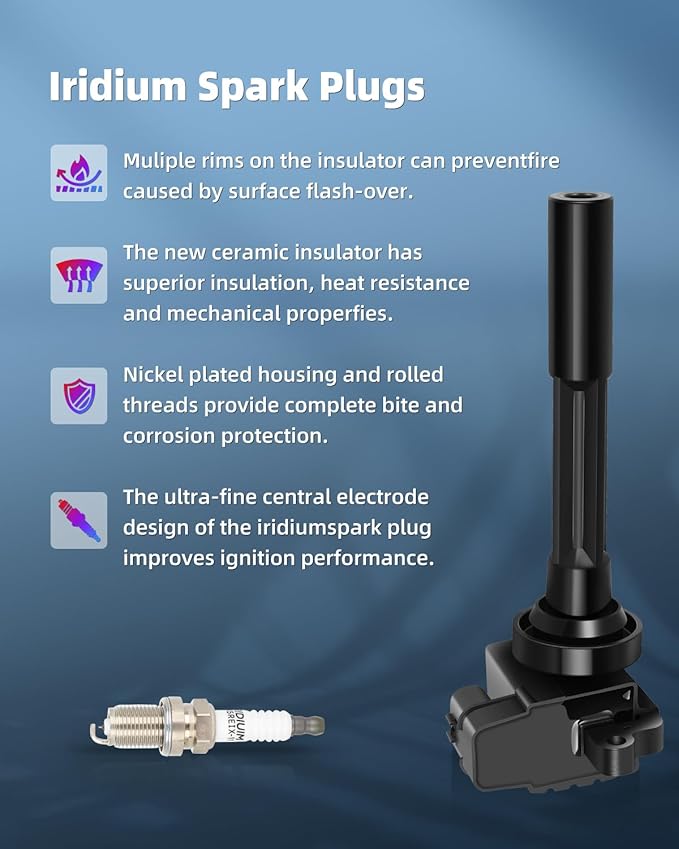 ECCPP UF245 6 ignition coils with 6 iridium Spark Plugs for Isuzu for Honda for ford for ford for Acura1 1998-1999 Amigo 3.2L V6 Passport 3.2L V6 SLX 3.5L V6 UF-245 C1148 5C1015