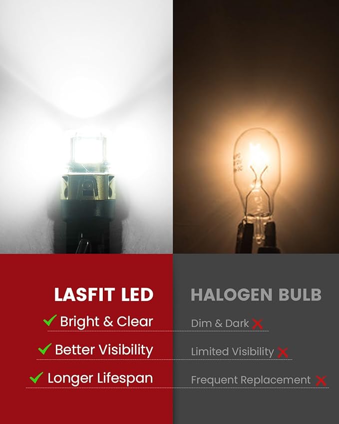 LASFIT L2 3157 LED Bulbs Reverse Light, 2025 Upgraded 500% Super Bright 6000K Xenon White, 3156 3056 3057 3047 4114 4157 4057 LED Lights with Projector for Backup, DRL, Replacement Lamp, 2pcs(White)