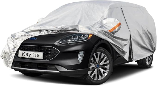 Kayme 6 Layers SUV Car Cover Custom Fit for Ford Escape (2000-2025) Waterproof All Weather for Automobiles, Outdoor Full Cover Rain Sun UV Protection.Silver