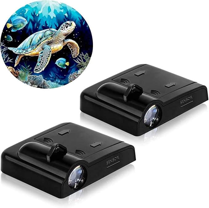 2PCS Car Door Lights,Turtle Door Lights Logo Projector LED Shadow Welcome Lamp,Car Accessories Turtle Gifts for Women Men,Suitable for All Vehicles Motorcycle Bike