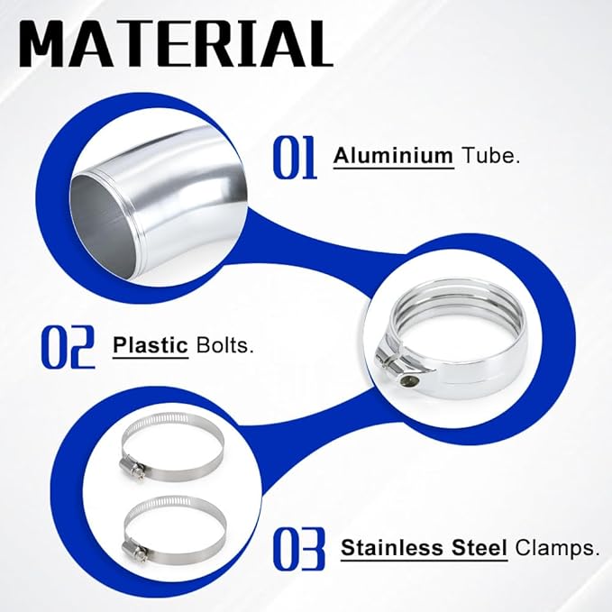 PTNHZ Universal 3 Inch 76mm Air Intake Pipe Aluminum alloy intake pipe Kit